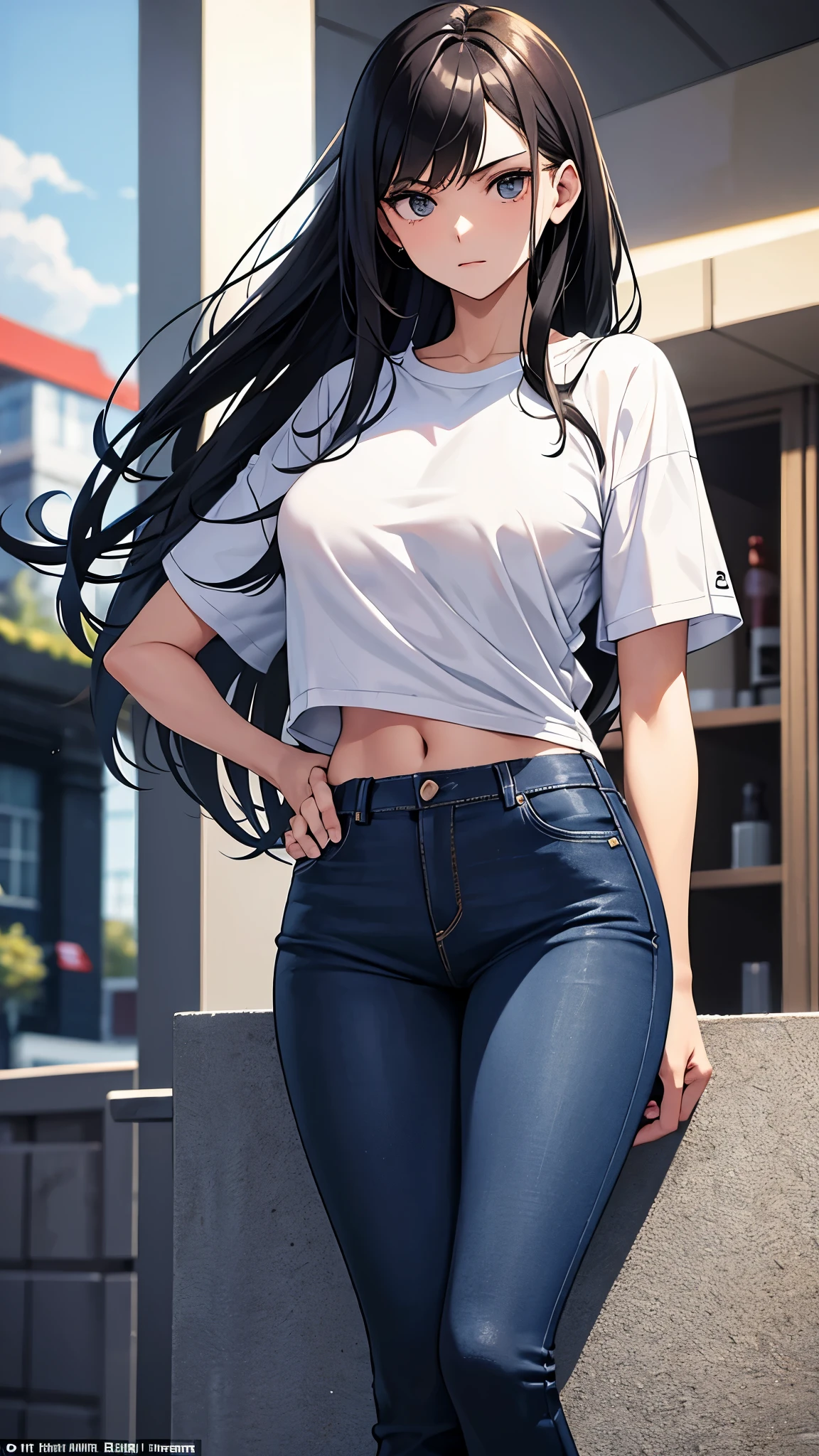 Andrea was taller, with the same slim build, only her character was more closed and serious, her clothing was very sporty, tennis jeans and a white t-shirt. Black long hair