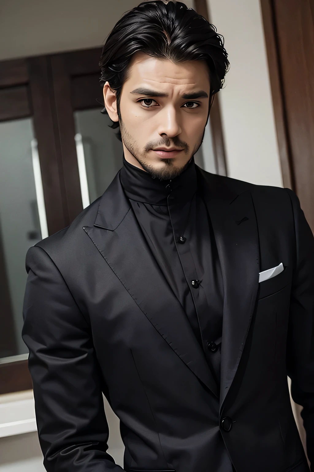 Crie um homem de terno preto