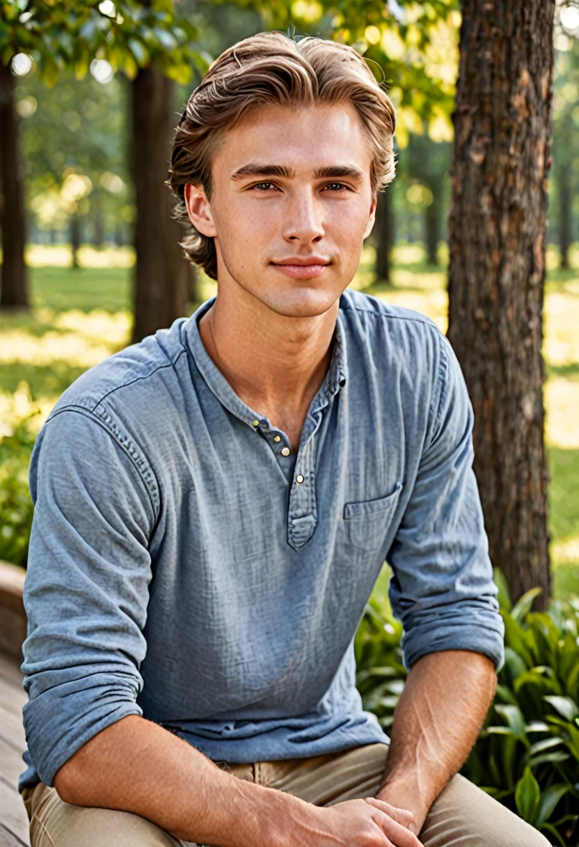 Handsome caucasian man,with a familiar and comforting 16-year-old face