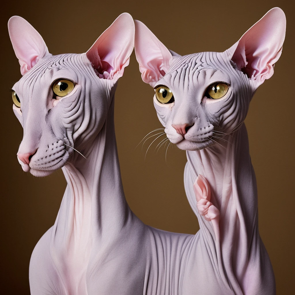 sphynx hairless cat in the style of salvador dali