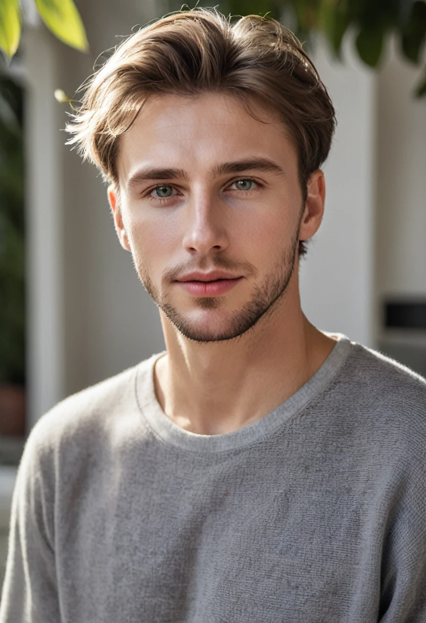Handsome caucasian man,with a familiar and comforting 16-year-old face
