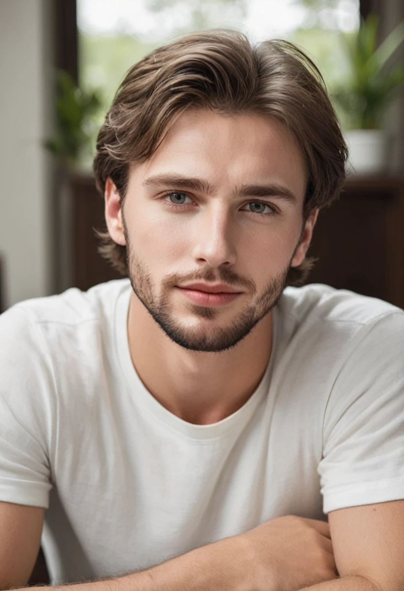 Handsome caucasian man,with a familiar and comforting 16-year-old face