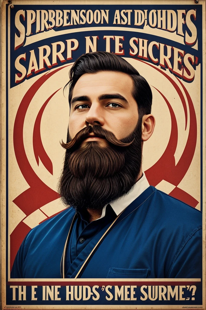 An advertising space poster for a barbershop, saying that there are home cuts, and he does cuts of all kinds and beards