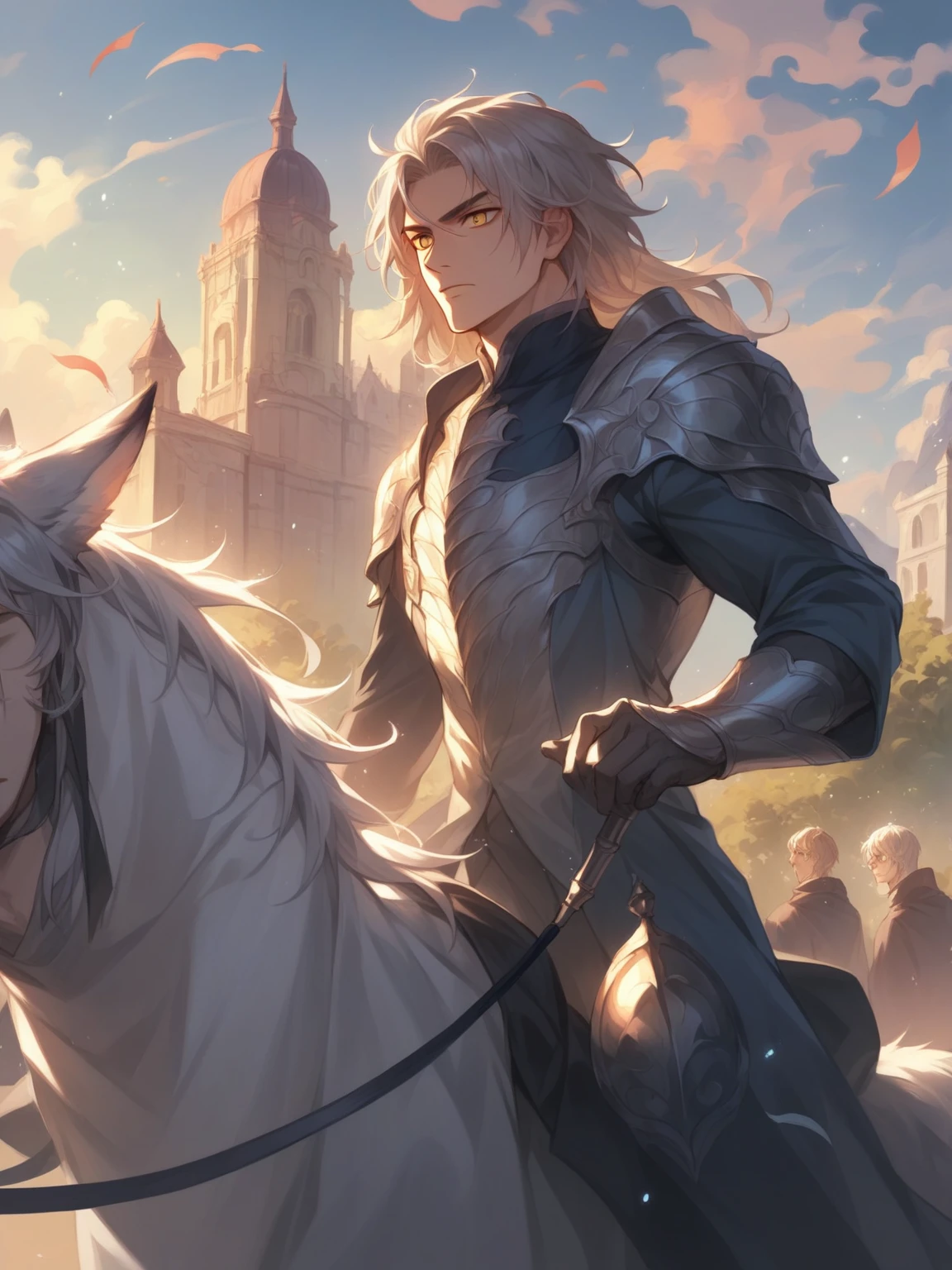 A very realistic male character, in armor, very powerful