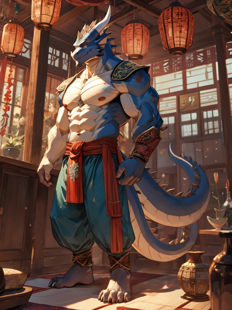 Oriental dragon muscular tall naked
