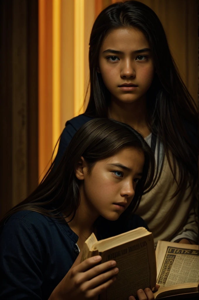 Intensely the film, a captivating poster. The composition exudes cinematic lighting and color gradation. Show the face of a ager looking at the Bible.