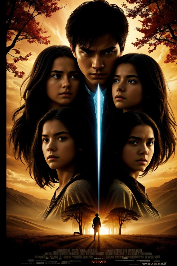 Intensely the film, a captivating poster. The composition exudes cinematic lighting and color gradation. The Bible is open, in an environment with teenagers watching.