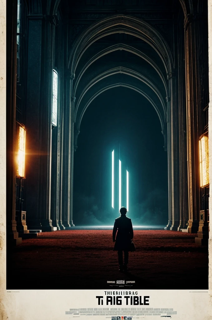Intensely the film, a captivating poster. The composition exudes cinematic lighting and color gradation. The Bible is open, in an environment with agers watching.