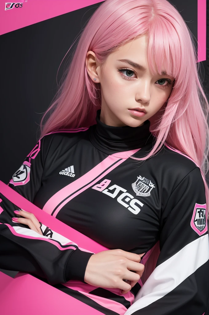 create an Atos fc club logo with pink and black colors