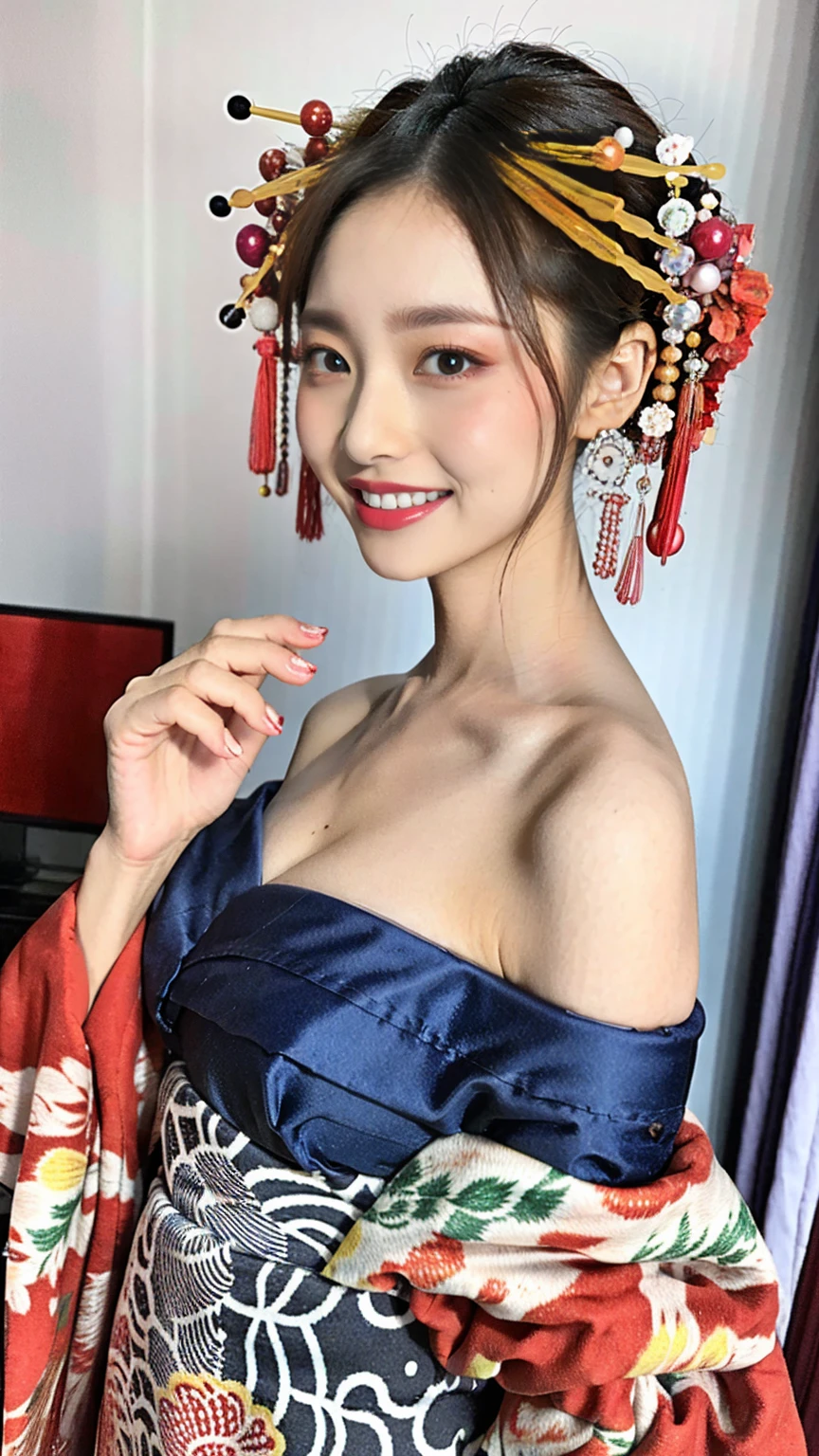 Filmed in 4K high resolution、Women in great photographs。She has natural voluminous lighting and the best shadows、Smiling and expressive。She is portrayed as a beautiful edge whore.、Posing in a kimono。Her face is soft, delicate and charming、Expanded depth of field、Looks like a perfect edge courtesan。Her body is also perfectly displayed..、The hairstyle is also refined。