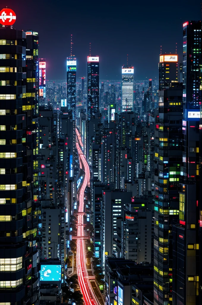 A futuristic Japan city at night