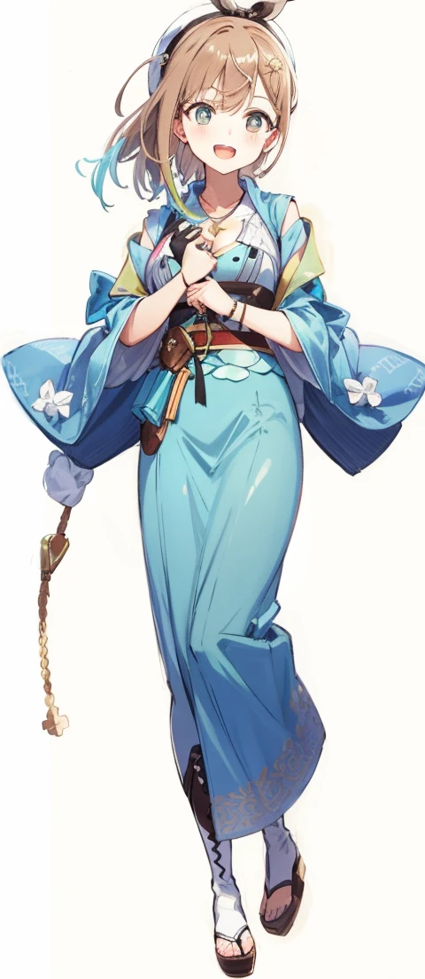 {{{masterpiece}}}, {{{best quality}}}, {{ultra-detailed}}, {illustration}, {{an extremely delicate and beautiful}}, (beautiful detailed eyes:1.6), extremely detailed face, 8k, anime face, Reisalin Stout(Atelier Ryza), ryza, 1girl, solo, hat, white headwear, head ribbon, brown hair, hair ornament, hairclip, brown eyes, large breasts, plump thighs, BREAK, {{{1stDefault}}}, First Clothing, shorts, gloves, belt, jewelry, red shorts, thighhighs, short shorts, bridal legwear, necklace, single glove, star necklace, toeless footwear, leather, star (symbol), brown gloves, boots, short hair, thighs, leather belt, brown belt, flask, leather gloves, jacket, blue belt, navel, thigh boots, sleeveless jacket, thigh pouch, white thighhighs, collarbone, yellow jacket, brown footwear, cleavage, thighs, zettai ryouiki, BREAK, sorriso alegre, open mouth, visual anime de uma jovem mulher, extremamente bonito rosto de anime, anime melhor garota, sorriso astuto, outdoor, sky, daytime, forest, field