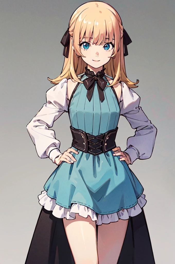 masterpiece, Highest quality, High resolution, 1女の子のヘアribbon, Pink Dress、Long sleeve、ribbon、Frills、Hands on hips, smile, ,
break masterpiece ,8k unity wallpaper,anime key visual,highest quality, High resolution, (shape:0.8),anime coloring,
highly detailed face, detailed eyes,growing eyes,shiny skin,fine skin,white skin,dense skin,detailed hair,highly detailed legs,
perfect lighting, Detailed CG,
(perfect hands, perfect anatomy),High resolution,
Break slender limbs, delicate curves, dainty hands,figure:0.8,