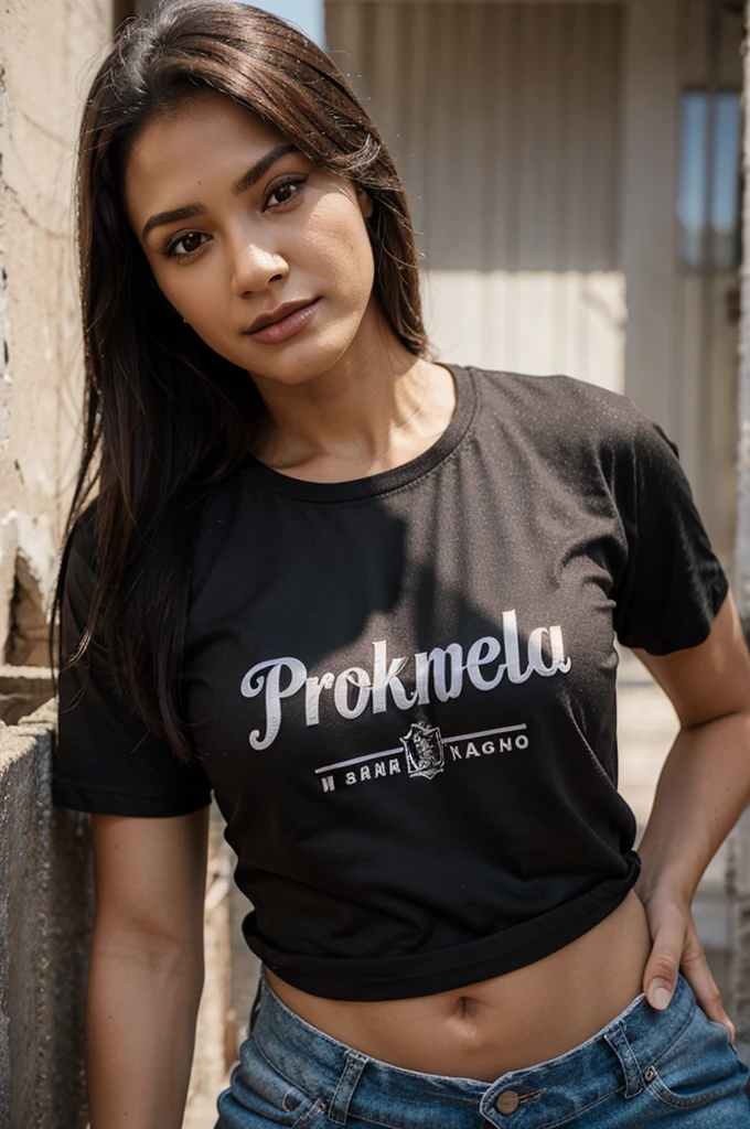 Mockup modelo com tshirt preta
