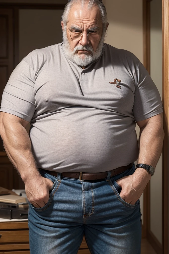 mature old grandpa, tough, fat, plump, bulging crotch, evil drunk ugly pervert, hairy, dirty, smell, white, european, y, masterpiece, expert artist, professional studio, best quality, intricate details