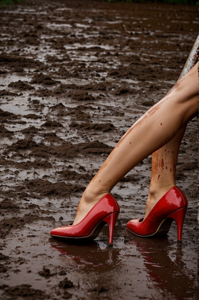 red heels at night,muddied 