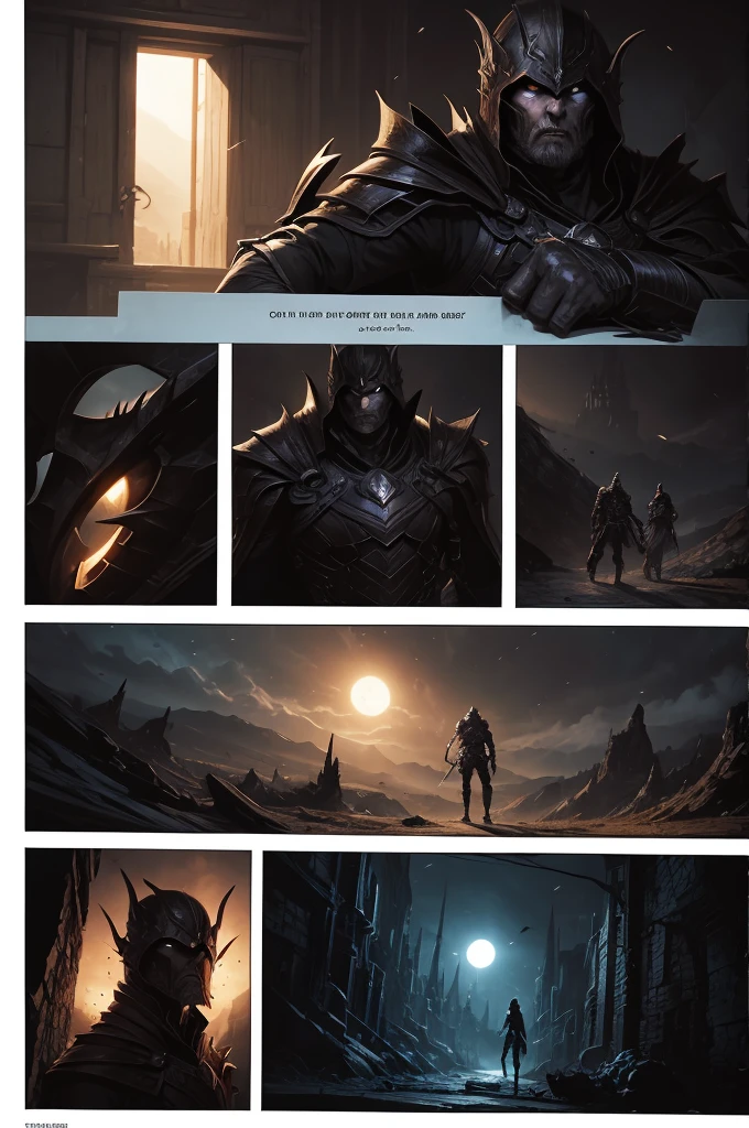 Create a page for a comic book in the dark fantasy genre 