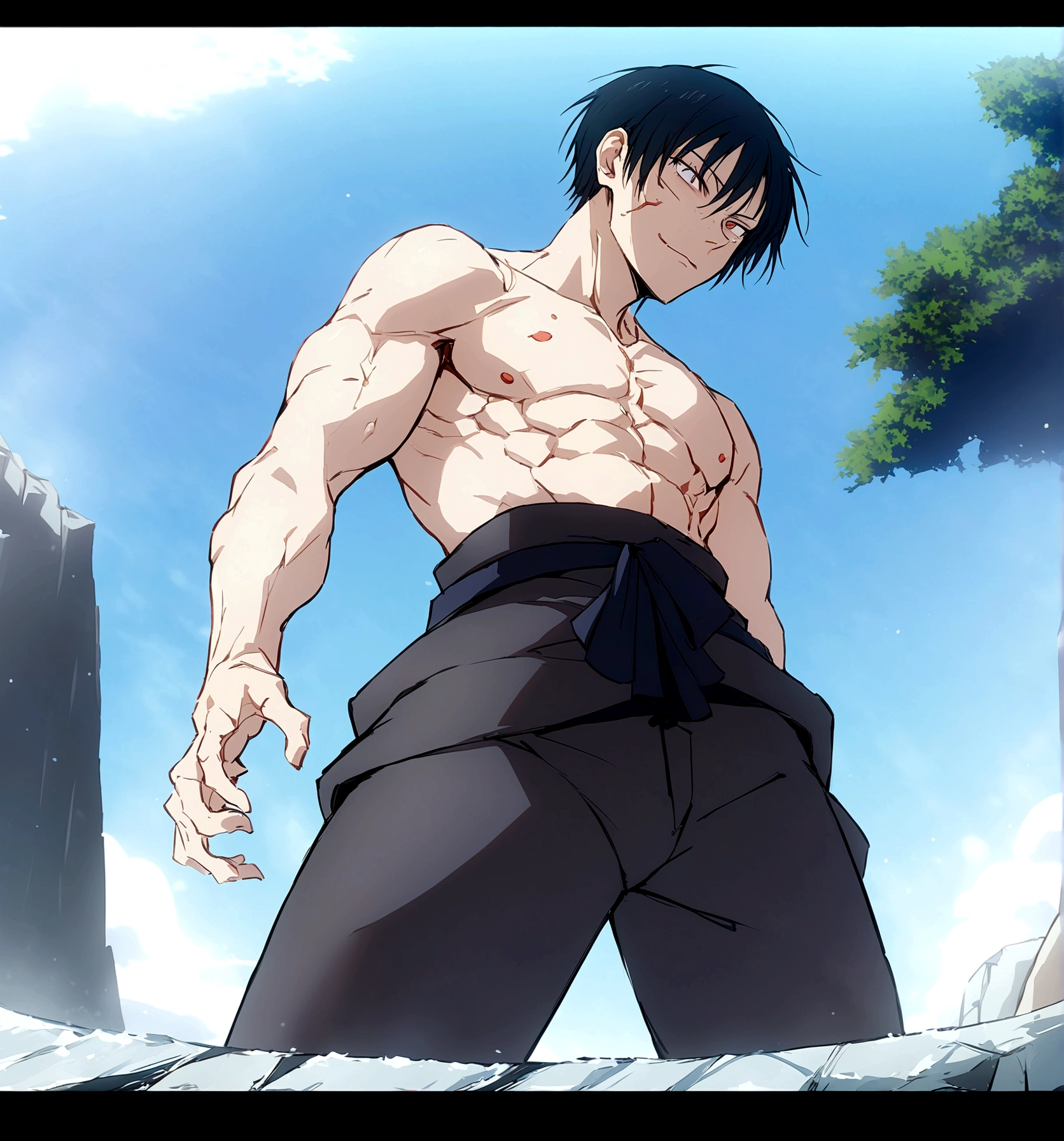 (best qualityer, work of art) Details beautiful detailed face, Toji Fushiguro (JUJUTSU KAİSEN)