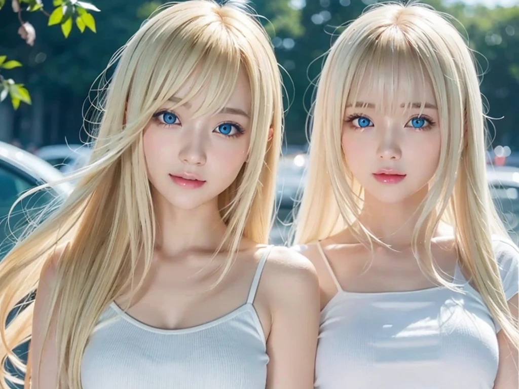 Her shiny, bright blonde hair is dazzlingly sexy.、 17 years old cute sexy little beautiful face 、Shiny hair dancing in front of a pretty face、Long, silky bangs that cover the eyes、Glowing pale light blue eyes、Hair that hides the face、Hair is too long、Sexy and cute young woman、Long, shiny, light blonde hair,,、dressing、T-Shirts、Big ample breasts、Bright expression、White beautiful skin、Cheek luster、Small Face Beauty、