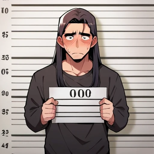 score_9, score_8_up, score_7_up, score_6_up, score_5_up, score_4_up, BREAK, source_cartoon, source_anime, cute capybara  blush, holding sign, mugshot, sad, looking at viewer, long hair   