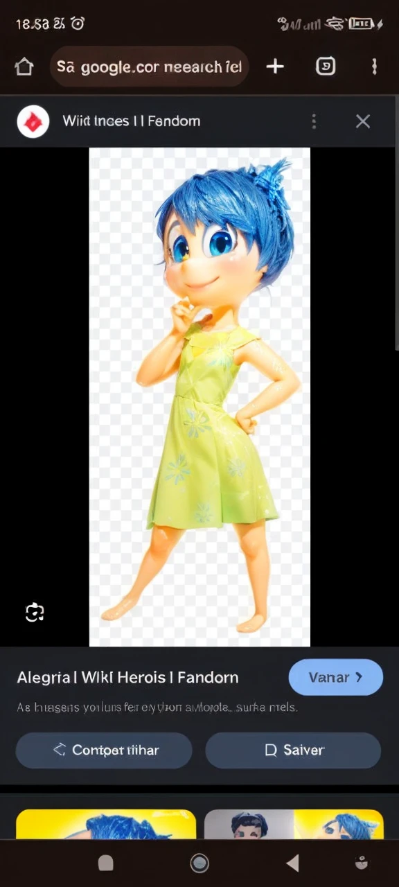 I want her with blue hair and a smile and yellow skin and also with a blue dress I want her with yellow skin and shine like a Disney 3D model I want you to get an idea with this image I sent I want it totally different