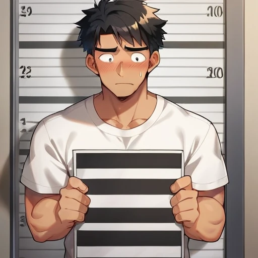 score_9, score_8_up, score_7_up, score_6_up, score_5_up, score_4_up, BREAK, source_cartoon, source_anime, cute capybara blush, holding sign, mugshot, sad, looking at cute capybara