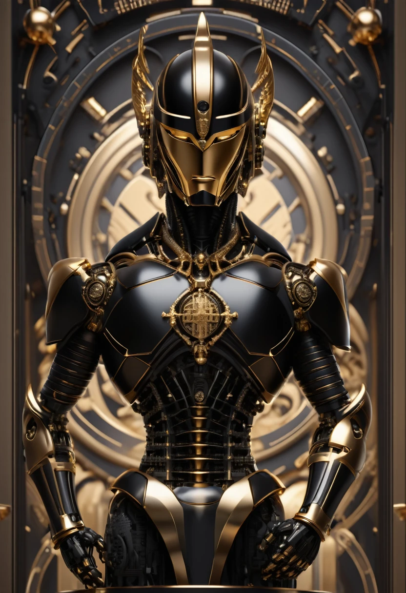 an elegant complex bio mechanical chess king onyx and gold, intricate details, 3d style, cyborg style, Movie Still, Leonardo Style, Macro Realism Style, Macro photography, close-up, hyper detailed, trending on artstation, sharp focus, studio photo, intricate details, highly detailed, 8k
