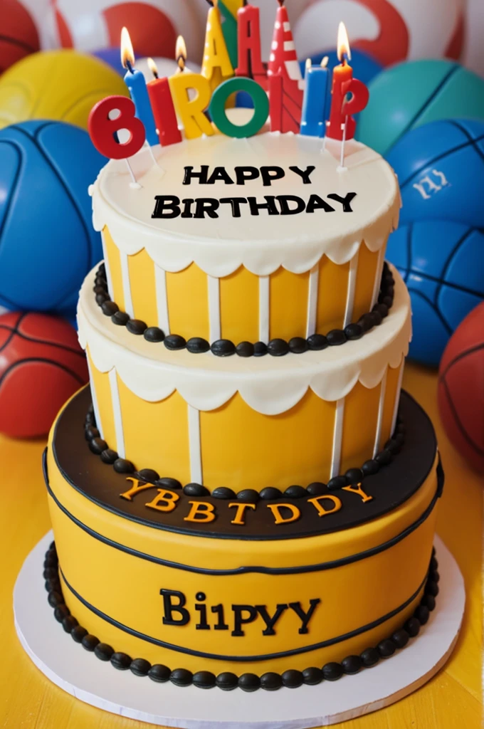 "Happy Birthday" phrase on basketball theme