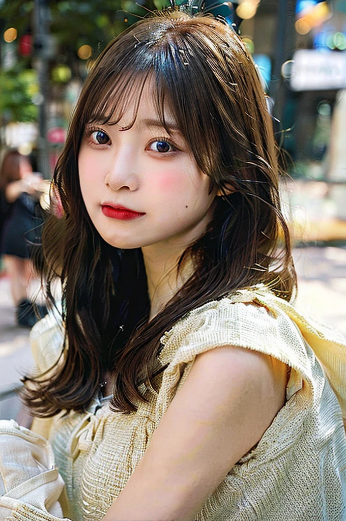 (masterpiece:1.5)、(Realistic:1.5)、(Highest quality:1.4、8K、RAW Photos）、 Ultra-high resolution、Professional Lighting、Perfect dynamic composition、Film Grain、chromatic aberration、(Bokeh:1.1)、 Frank、Sophisticated、charm、超Realistic、High detail、Golden Ratio、 (1 Girl)、Slender girl、繊細でcharm女の子、Cute Woman:1.4、 Serious expression、Looking at the audience、Light brown hair、Shiny Hair、The hairstyle is a bob cut、 Realistic looking skin、 shut up.、Beautiful Eyes、double eyelid、Thin arms、