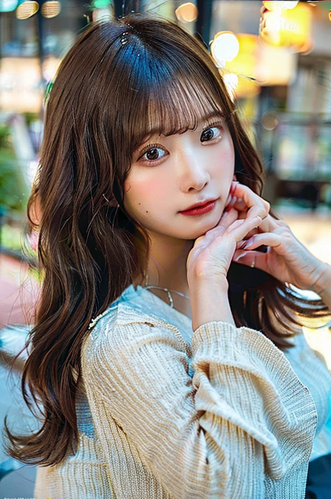 (masterpiece:1.5)、(Realistic:1.5)、(Highest quality:1.4、8K、RAW Photos）、 Ultra-high resolution、Professional Lighting、Perfect dynamic composition、Film Grain、chromatic aberration、(Bokeh:1.1)、 Frank、Sophisticated、charm、超Realistic、High detail、Golden Ratio、 (1 Girl)、Slender girl、繊細でcharm女の子、Cute Woman:1.4、 Serious expression、Looking at the audience、Light brown hair、Shiny Hair、The hairstyle is a bob cut、 Realistic looking skin、 shut up.、Beautiful Eyes、double eyelid、Thin arms、
