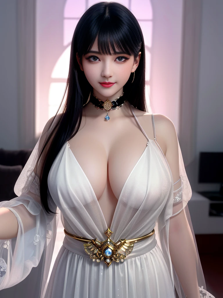 Absurd,unbelievably ridiculous,Huge file sizes,Super detailed,Jerez,Very detailed,The best quality at its best,masterpiece,figure,Very delicate and beautiful,Very detailed,CG,solidarity,8k wallpaper,Amazing,Finely delineated,masterpiece,The best quality at its best,Official Art,Highly detailed C Unity 8k wallpapers,One girl,solo,Black Hair,blue eyes,Long Hair,Hair Over One Eye,Shut your mouth.,Star Symbol,jewelry,Floating Hair,hair ornaments,With bangs,Upper body,It is clear at a glance,Sports Late,Shine,Choker Necklace,eyelash,Big Chest,There is a deep crack,A bright light shines in my heart,The cleavage of her breasts is revealed、Very delicate and beautiful,Delicate clavicle,Beautiful Makeup,Exquisite and perfect features,Photon Mapping, Radio City, Physically Based Rendering, Above the waist、Dark Background