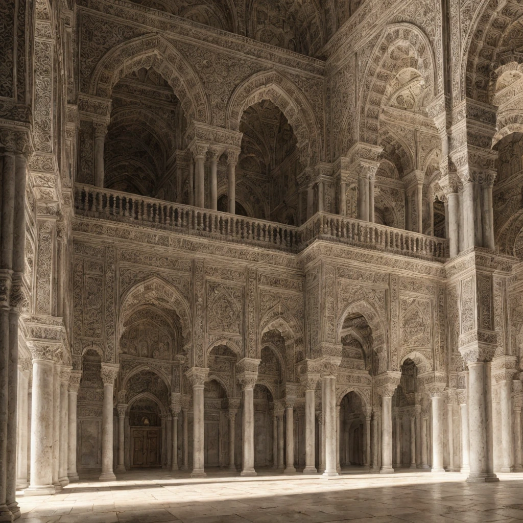 Andalusian castle interior Legendary architecture super detailed environment hyper realistic centerpiece
