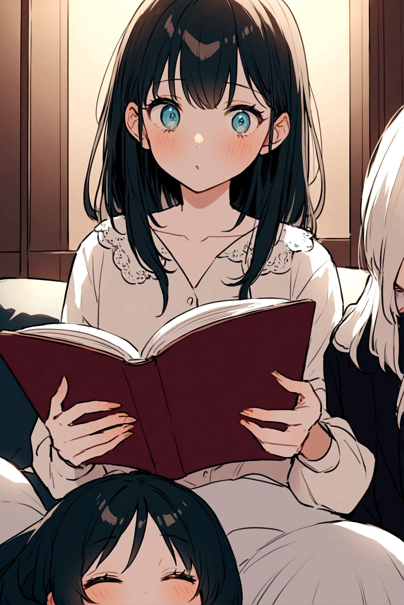 She has short hair, it is straight, she has big eyes, her eyes are black, she likes to read books, she is positive and likes to sleep, she is 18 years old, she wears glasses almost always and likes to wear her hair down, she likes to eat too much, and she is 1.63 cm her voice is soft and half hoarse her skin is soft and her skin is pale in color and she is not very sociable with people and she is half shy and half cold but she is affectionate sometimes and she likes to paint and also see the moon She is an intelligent detail-oriented girl., sensitive and I don't like children and he measures 1.He is 67 and 16 years old and his skin is very delicate and very fragile.