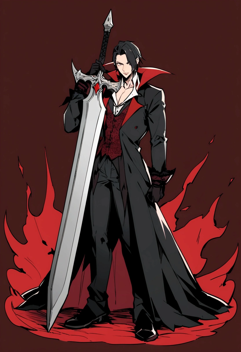 An RPG character whose race is a vampire and his class is a beserker with a large, heavy sword