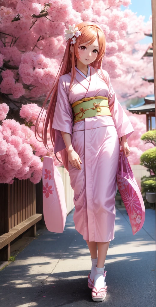 Wearing a pink kimono in the image of Orihime of Tanabata、White footwear