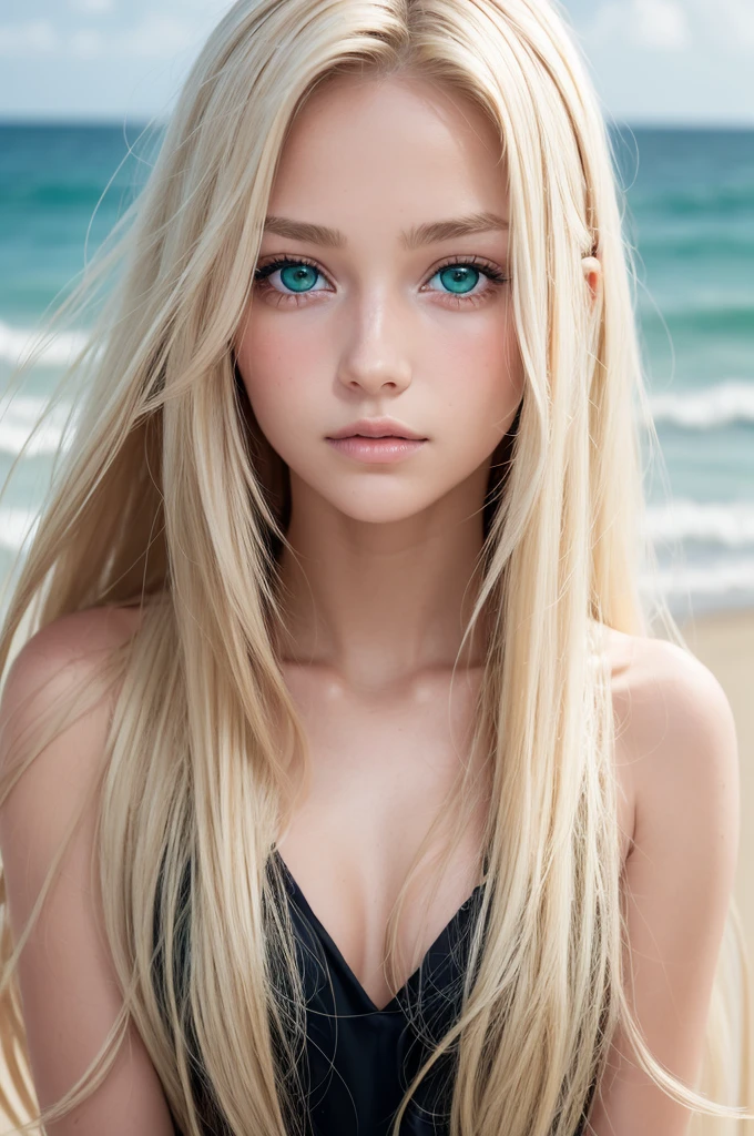 1 girl, blonde, Green Eye, star eye, blush, perfect lighting, side lighting, face detailed, shining skin, fundo de outer banks, realisitic, blonde, long hair,  pretty, tanned, along with the pogues, perfect hair