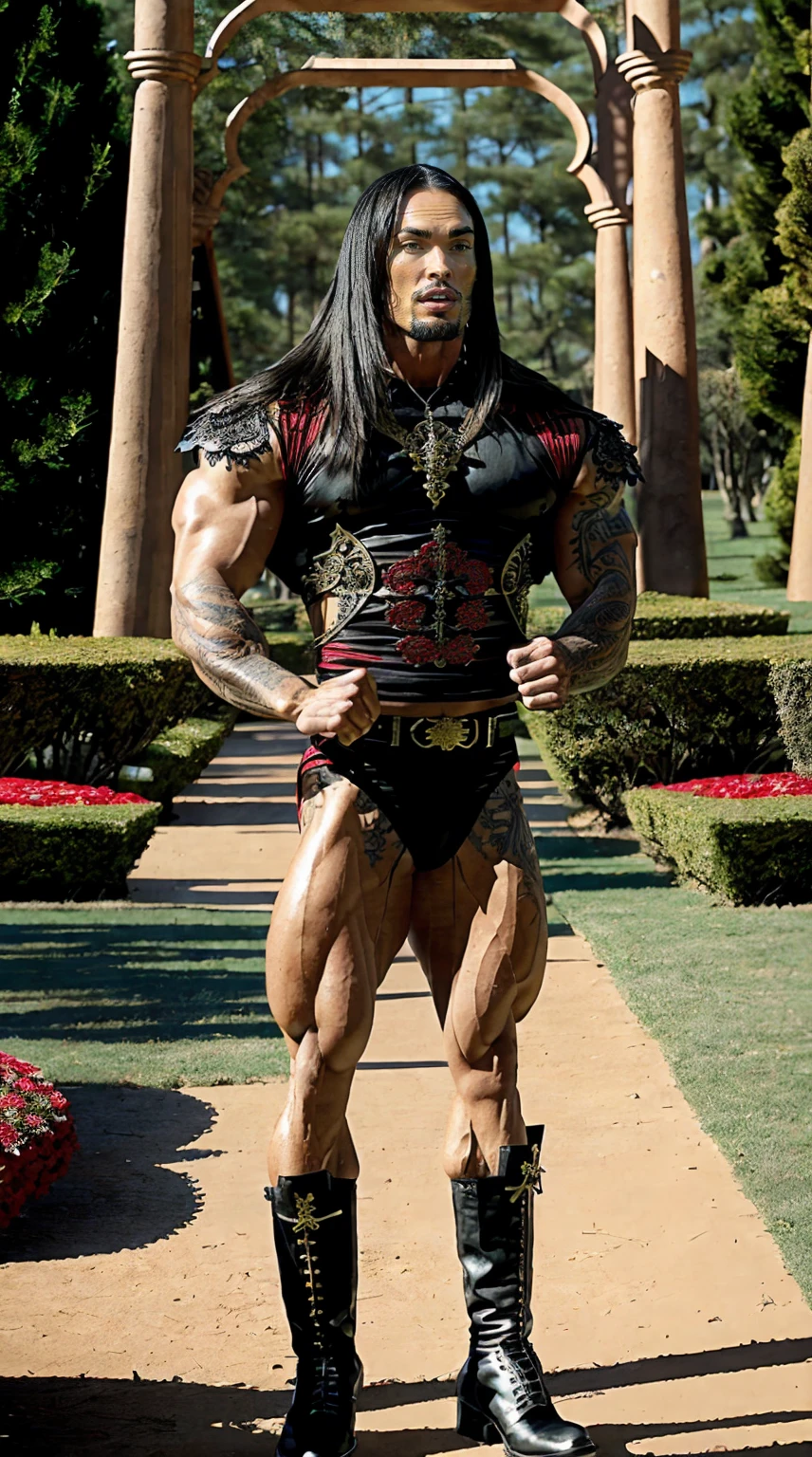 (megan fox:1.25), (muscular:1.5), (full body view:1.25), (red and black colors:1.46), (woman:1.1),(very muscular bodybuilder girl:1.25), (huge upper body:1.25), (narrow hips:1.0), long hair, (gothic intricate ornate vampiric armor:1.25), (gauntlets:1.0), (shoulder armor:1.1), ((tarot style frame:1.25)), (glowing red eyes:1.25), (huge muscular arms:1.5,), (10-pack abs:1.4), (lots of veins:1.25), (horror:1.0), (esoteric:1.1), (solo:1.4), (dynamic angle:1.0), (cowboy shot:1.0), thin legs, Realistic, Very detailed face and eyes, (masterpiece:1.1), (best quality:1.1), (ornate:1.1), (beautiful girl face:1.25)