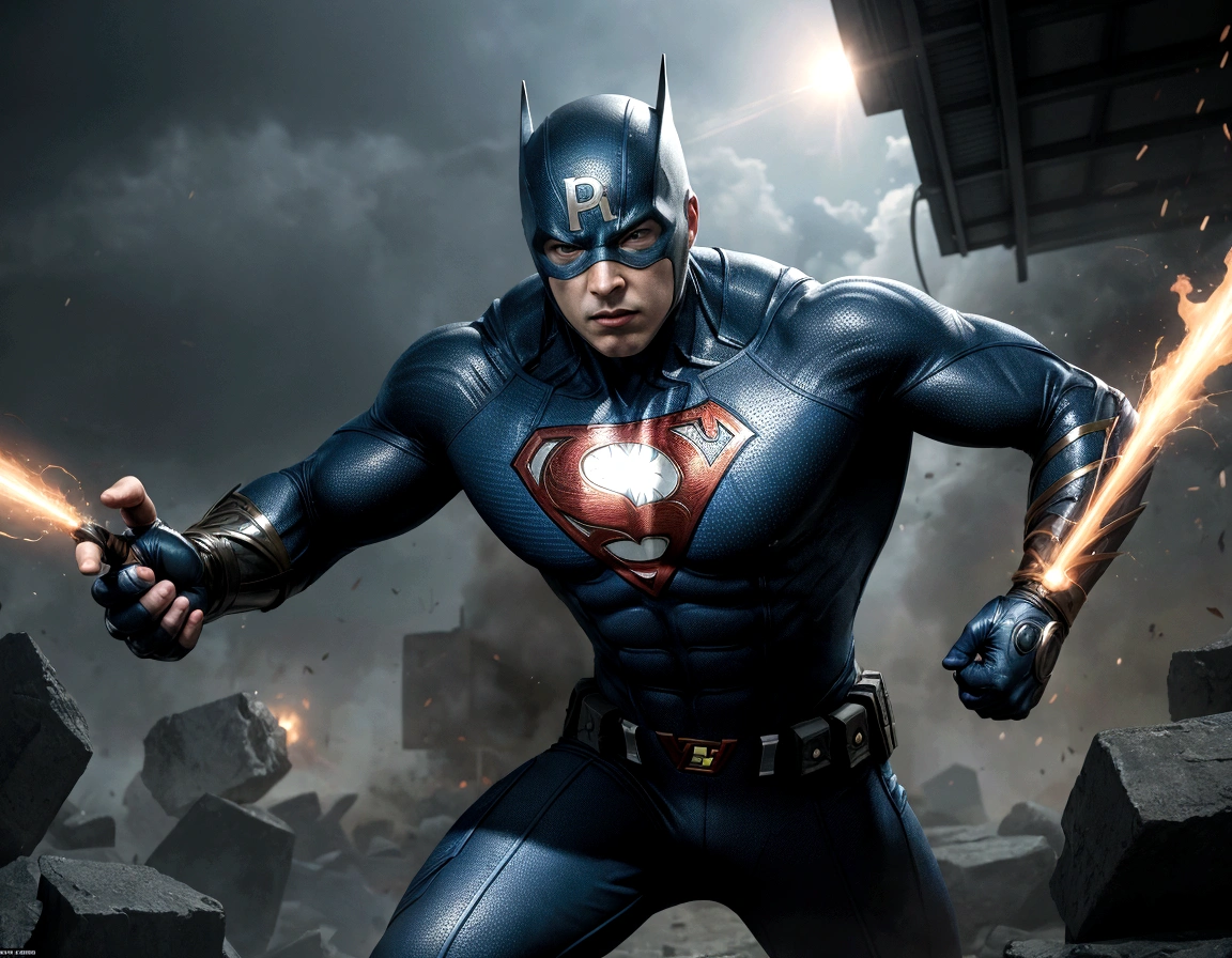 Create a print based on an original superhero, with a dynamic, action-packed design