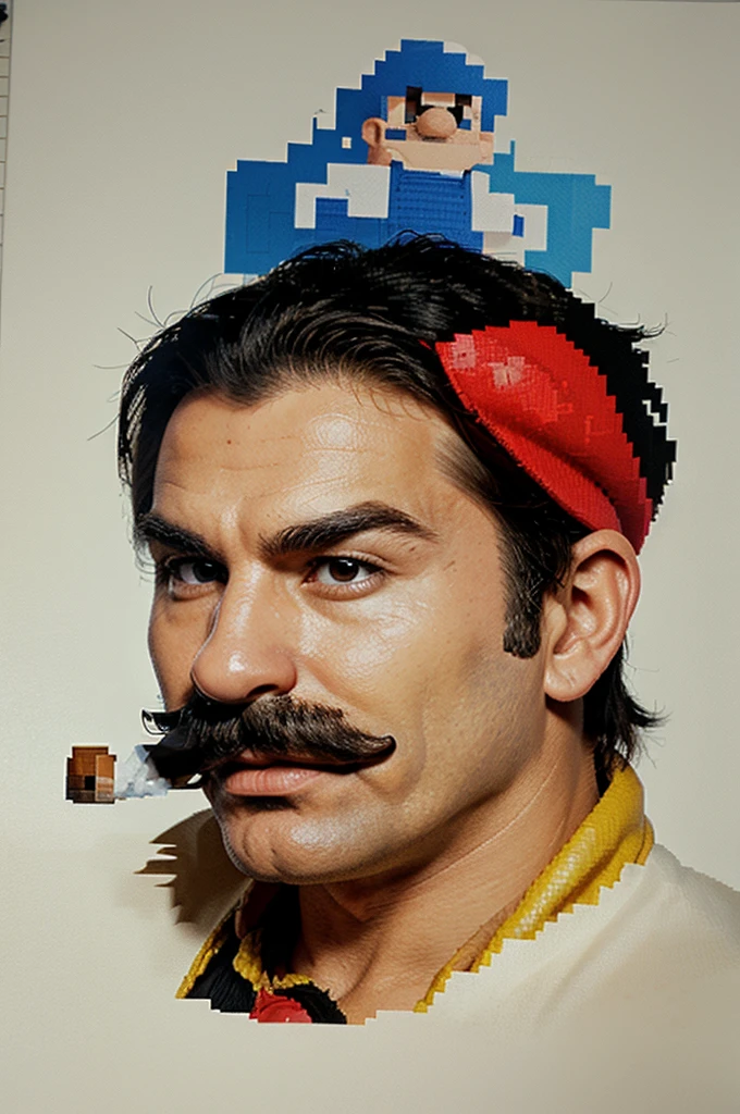 pixelated drawing Mario bros smoking