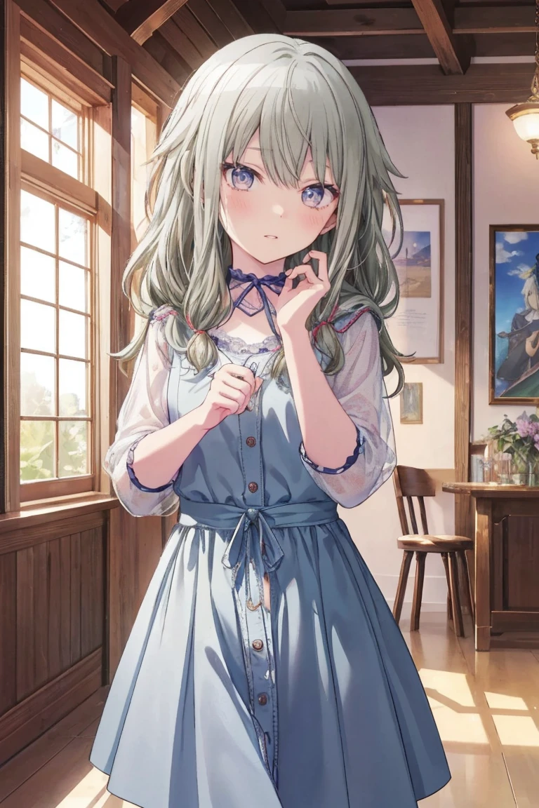 masterpiece、Best image quality、最high quality、、Girl、 Cute pose, masterpiece, Anime art style, Cute moveost detailed, high quality、Shiny Hair、Very fine and beautiful bright eyes、nose blush、Very detailed, clear and beautiful face, Awards, (((Anatomically correct))、Cowboy Shot