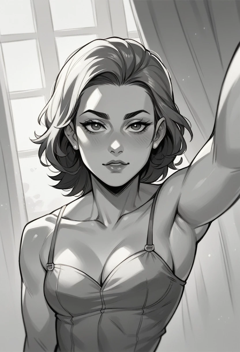 Selfie miroir , flash visage , pose sexy , seins énormes