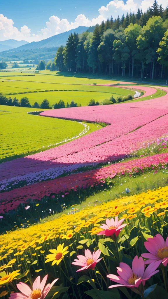 A flower field seen from a spectacular spot