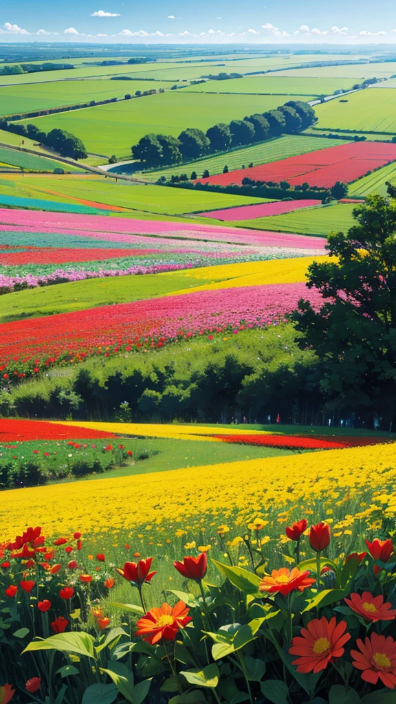 A flower field seen from a spectacular spot