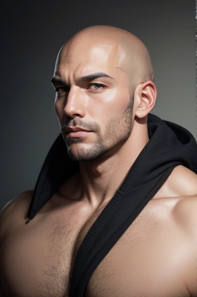 Handsome bald strong guy