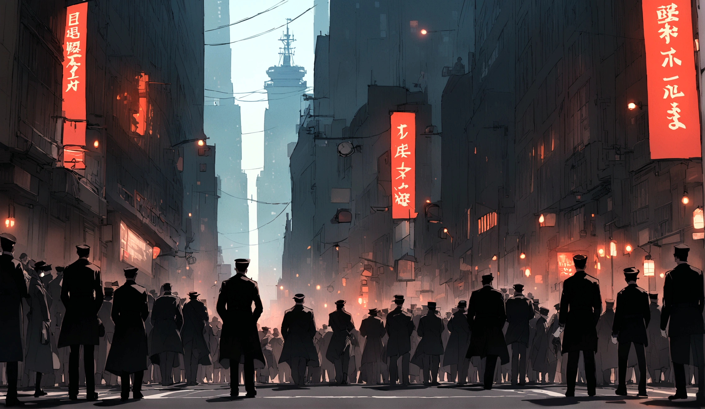 Scene heading to Tesla and Edison's company arriving at New York Harbor. Crowded streets in New York, And Tesla standing in front of the Edison company