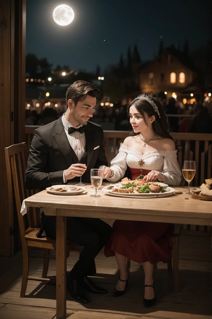 image of a man and woman at a feast of Saint John on a moonlit night