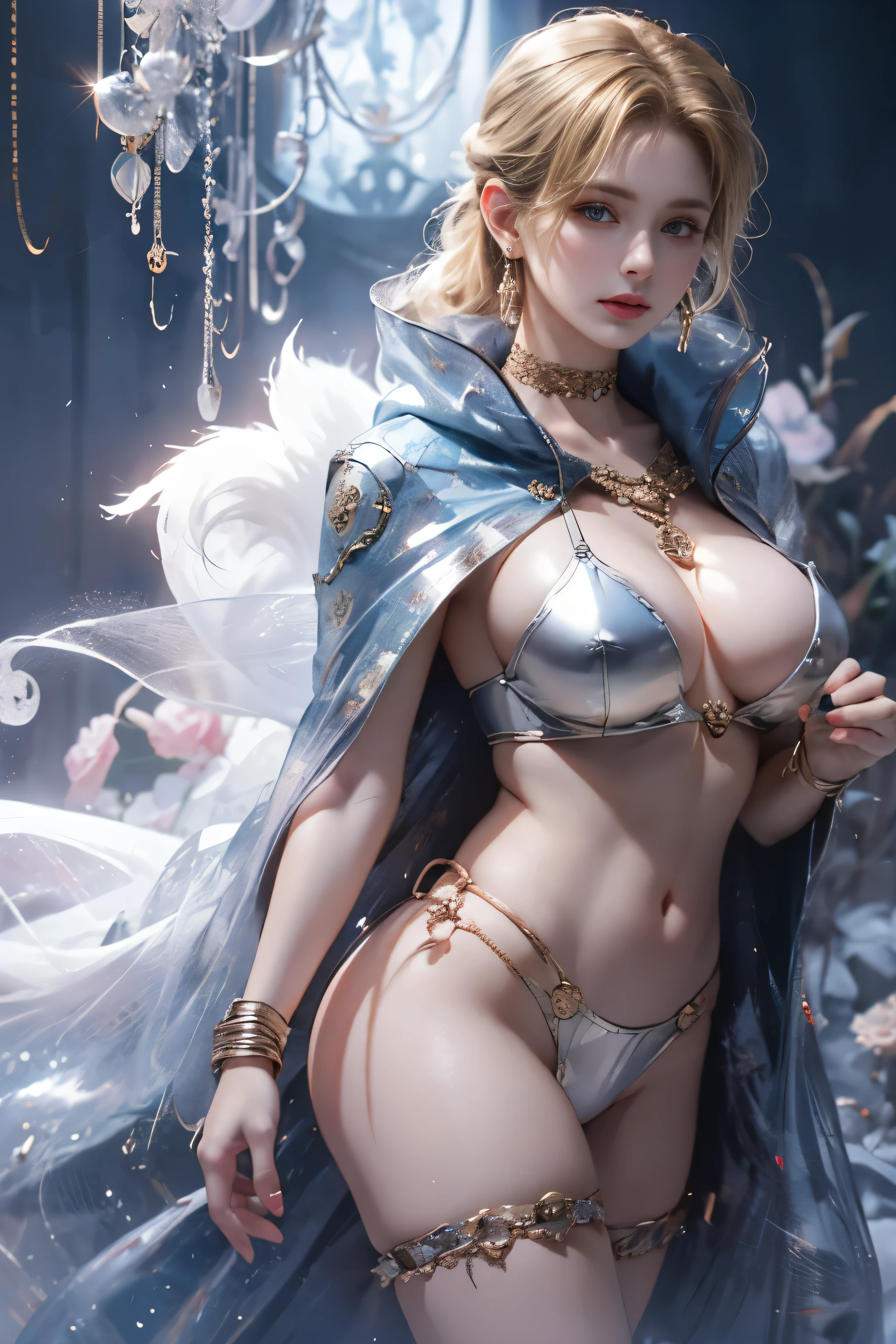 (8k extremely detaileded CG unit wallpaper),(Highest quality),(Best illustrations),(Best Shadow), (detailed: 1.4), 。.。.。.。.。.。.。.3d, んdebtdebt(High Dynamic Range), Light Tracing, NVIDIA, Super Resolution, Scattered beneath the surface, PBR Textures, Post-processing, Anisotropy debtiltering, Depth of written boundary, Maximum sharpness and acutance, Multilayer Texture, Albedo and Specular Maps, Surface Shading, Accurate simulation of light-matter interactions, Perfect balance, Octane Rendering, Two-tone lighting, wide aperture , Low ISO,White balance,Rule of Thirds,8K RAW,intricate-detailed, Delicate pattern, Deep Shadow, masterpiece, real, Roughness, Surreal, Photographed with Canon EOS R5, 50mm lens, debt/2.8, Sharp debtocus, Smoothing, Roughness, Real Life, Photorealistic, Cinematography, 8K Ultra HD,In the flower field,Blue debtlower Girl,1 Girl,solo,Europe,Beautiful Bride,Light Smile,Highly detaileded blonde hair,Mature Woman,Sky Blue Gossamer Veil,Sky blue light cloak,Sky blue gossamer coat,Sky blue thin skirt,Sky blue lace underwear,Sky Blue Lace,Sky Blue Gossamer Gloves,choker,Earrings,gem,Small items,Headdress,Hand decoration,Leg decoration,High heels,Huge breasts,Large Breasts,Big Breasts,Burst chest,Big Breasts,Ample breasts,Expose your breasts,Exposed breasts,Tight waist,Naked butt,Big butt,Bare Belly,Belly button,Wet,Wet body,Sweaty body,Shiny skin,