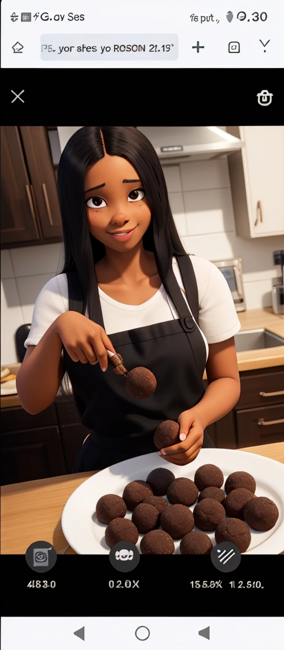 black female, making homemade truffles