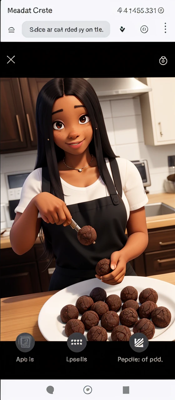 black female, making homemade truffles
