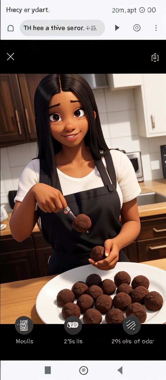 black female, making homemade truffles